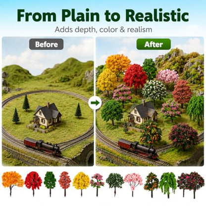IMIKEYA 12Pcs Model Trees: Mixed Miniature Trees Train Scenery Landscape