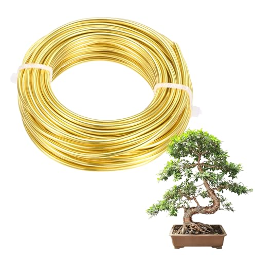 M METERXITY 1-Pack Bonsai Training Wire, 3mm x 33ft/10m Anodized Aluminum Bonsai Tree Wire for Gardening Branch/Fine Trunk/DIY Crafting [Gold Tone] - color: Gold Tone, size: 3mm