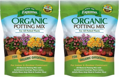 Espoma Organic Potting Soil Mix - All Natural Potting Mix For All Indoor & Outdoor Containers Including Herbs & Vegetables. For Organic Gardening, 8qt. bag. (Pack of 2) - style: Peat Moss,Potting Mix,Potting Soil (Pack of 2)