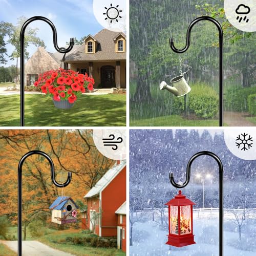ANIDEER 84" Shepherds Hooks for Outdoor, Heavy Duty Bird Feeder Pole with 7 Prongs Base for Hanging Lantern, Hummingbird Feeder, Plant Baskets, Shepherds Hook for Bird Feeders for Outside, 1 Pack - size: 84 Inch