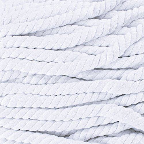 Natural Twisted Cotton Rope - Soft But Strong - Assorted Colors - 1/2 Inch Diameter (White, 10 Feet) - color: White, size: 10ft