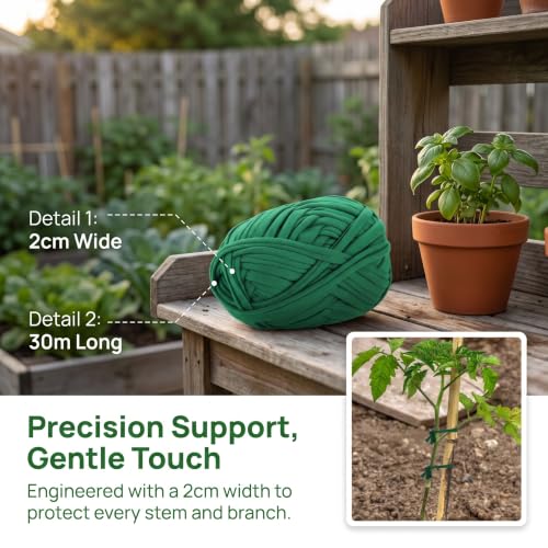 2 Pack Stretch Soft Garden Plant Ties for Indoor & Outdoor Plants, Garden Twine, Gardening Tape, Tree Support, Stretchy Trap for Trees,Flowers,Green Soft Ties for All Plants All Gardeners