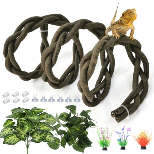 Reptile Vines Flexible Climbing Jungle Vine Plant Habitat Decor,Brown - color: Brown