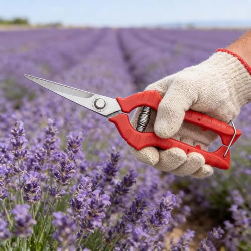 Sharp Extra Long Edge Pruning Shears, Ergonomic Gardening Scissors - Red