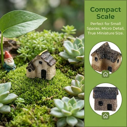 Garneck 4Pcs Miniature Fairy Garden Houses: Resin Mini Village House for Bonsai Terrarium Patio Micro Desk Landscape Decor Garden Patio Desktop Ornament Decorative (Random Style)