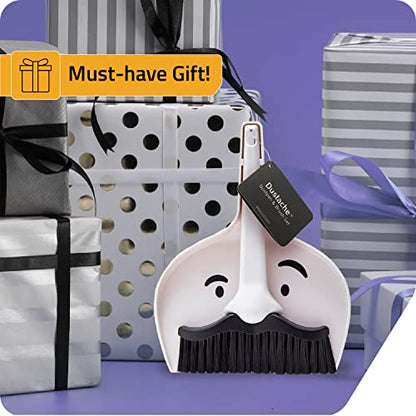 Peleg Design Dustache Small Dustpan and Brush Set, Mini Broom and Dustpan Set, Mustache Design, Small Broom and Dustpan Set, for Home & On-The-Go - color: Black