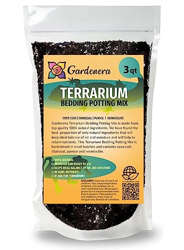 Nourish Your Terrarium Plants with Gardenera Terrarium Bedding - Premium Coco Coir, Charcoal, Pumice, and Vermiculite Mix - 3 QUARTS - size: 3 Quart Bag