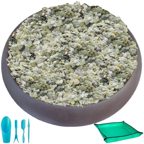 18 lbs Succulent and Cactus Bonsai Pebbles, 6-9mm Decorative Landscaping Polished Stones Natural Garden Gravel Rocks for Indoor Outdoor Plants Aquariums DIY, and Gardening Top Dressing, Jade Green - size: 0.24-0.35 inch, style: Jade green/ 18 pounds