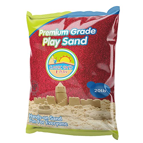 Classic Sand and Play Red Colored Play Sand, 20 lb. Bag, Natural and Non-Toxic, Fun Wet and Dry Indoor and Outdoor, Sandbox, Therapy, and Table Use, Building, Stimulate Sensory Needs - color: Red