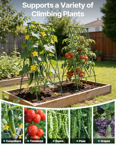 Suteck Cucumber Trellis 39.2" 2 Pack A-Frame, Foldable Metal - size: 39.2"
