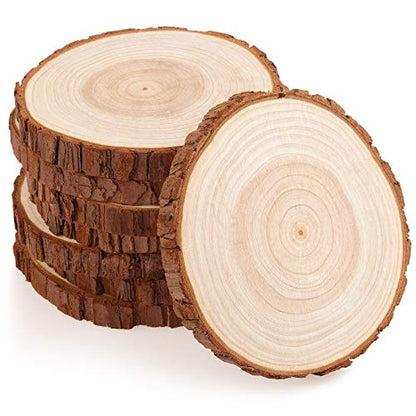 Fuyit Large Unfinished Wood Slices, Natural Wooden Discs with Barks | 8pcs 5.5-6 inch Rounds, Rustic Centerpiece Base, Wedding & Table decor, Painting & Lettering DIY Crafts - size: 5.5-6 Inches
