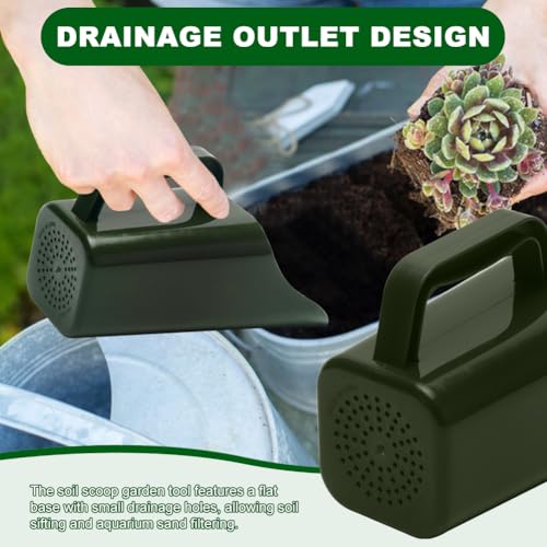 Garden Soil Scoop, 2-in-1 Multi-Function Plastic Spoon Soil Shovel Wear Resistant Digging Tool Cultivation Potting Scoop with Mini Scoop for Digging Up or Transporting Scoops of Soil