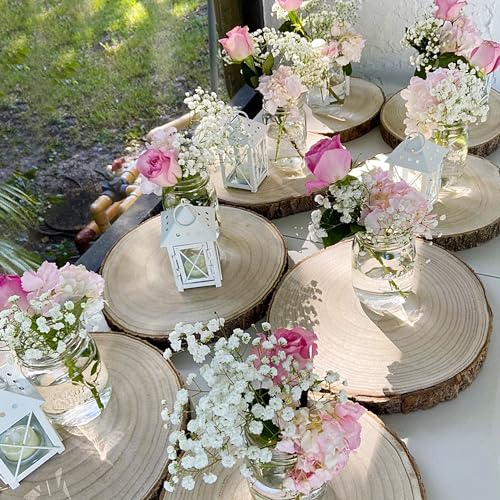 Sancodee 8 Pcs Large Unfinished Wood Slices, 12-13 Inches Wood Slabs for Centerpieces Natural Wooden Circle, DIY Wood Centerpieces for Tables Wedding Party Door Sign Decor - size: 12" - 13"