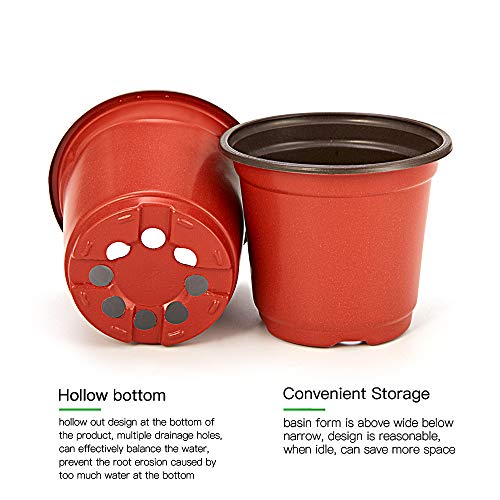 200-Pack 4 Inch Plastic Nursery Pots Come with 200 Pcs Labels, Seedling Flower Plant Container and Seed Starting Pots - size: 4 Inch