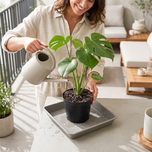 10 Pack Square Plant Saucer 6 Inches Plastic Drip Trays to Catch Water Gray - color: Gray, size: 6 Inch