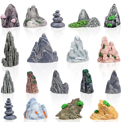 Warmtree 18 Pcs Diorama Rocks Fake Rock for Diorama Supplies | Miniature Stone Statue for Micro Train Landscape, Railway Sand Table, Zen Garden Accessories - color: Mixing Fake Rock