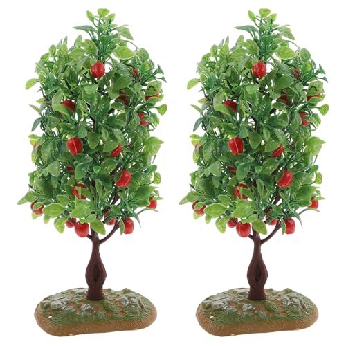 Beavorty Large Fruit Tree Ornaments 8.3 Inch Miniature Apple Trees for DIY Crafts and Fairy Garden Decor Realistic Plastic Model Trees for Dollhouse Scenery and Model Train Accessories