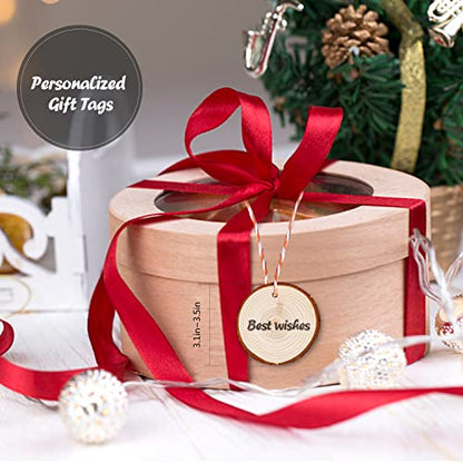 Natural Wood Slices - 30 Pcs 3.1-3.5 inches Craft Unfinished Wood kit Predrilled with Hole Wooden Circles for Arts Wood Slices Christmas Ornaments DIY Crafts - size: 30pcs(3.1"-3.5")