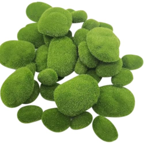 25 Pcs Artificial Moss Rocks Decorative Green Moss Balls Decor Fake Moss Stones Faux Moss Covered Rocks Fairy Garden Decorations Plant Poted Decorations