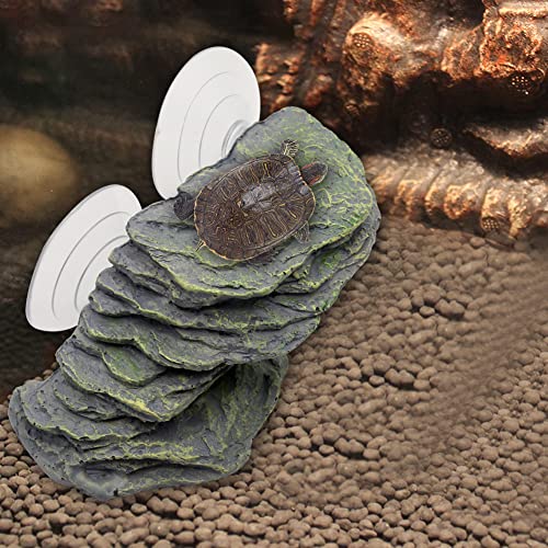 Turtle Basking Platform with 2 Strong Suction Cups, Resin Rock Climbing