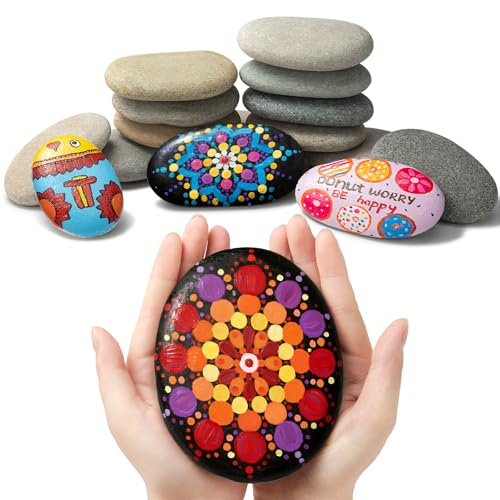 Simetufy 12Pcs 5-6 Inch Extra Large Rocks for Painting Flat Painting Rocks - size: 5-6"-12pcs