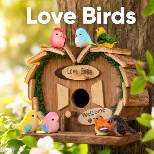 Pumtus 50 Pcs Mini Bird Figurines, 11 Styles Miniature Resin Birds | Realistic Animal Model, Micro Landscape Garden Decoration, Fake Birds for Craft Dollhouse, Cute bird Cake Topper