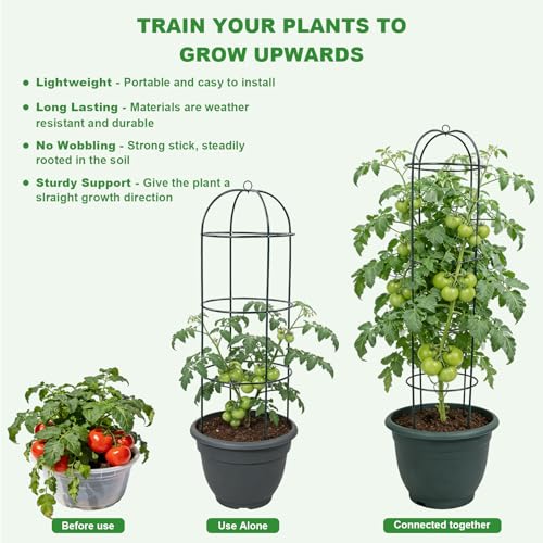 Garden Obelisk Trellis for Climbing Plants 5.7/4.5FT Heavy Duty Metal & Rustproof Plant Climbing Support for Garden Indoor Outdoor Potted Plant Flowers Fruits Vegetable Vines (4.5FT / 2Pack)