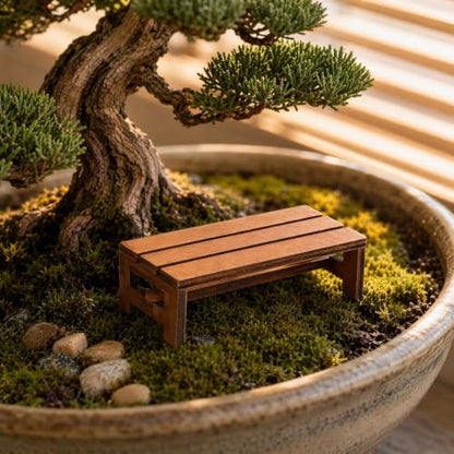 Sewroro 3pcs Miniature Wooden Bench Set - Mini Dollhouse Furniture Chair - Bonsai Landscape Accessory, Photography Stool Prop for Fairy Garden and Micro Scenes