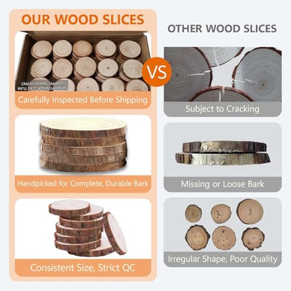3 Inch Wood Slices (2.8-3.1”) 16 Pieces Wooden Discs Ornaments Bulk | unfinished natural wooden rounds circles blocks coasters cookies for crafts,no holes,for centerpieces,with bark - size: 2.8-3.1 Inch 16 pcs