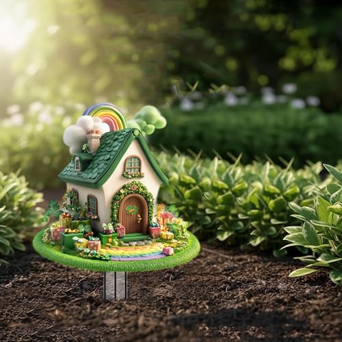 House Garden Stakes Decor Yard Acrylic - 2D Spring Garden Acrylic Sign Decoration, Yard Art, Gift for Nature Lovers, for Indoor & Outdoor Flower Pots, Yard, Mini Gardens & Lawn (5.9”x5.9”) Y34