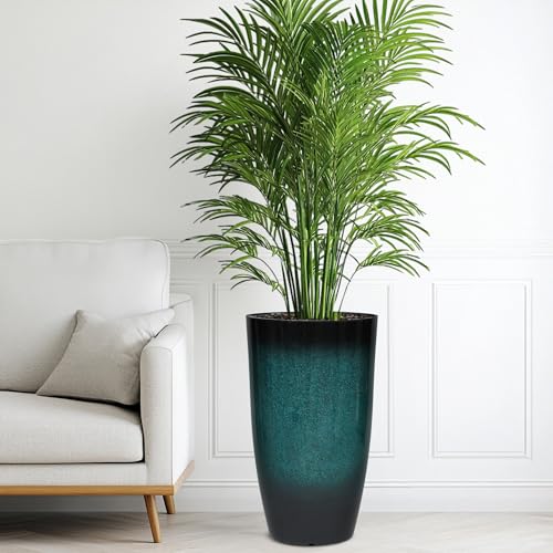 Autodaya 24" Tall Large Outdoor Planters for Plants Set of 2, Faux Ceramic - color: Gradient Turquoise-24"h