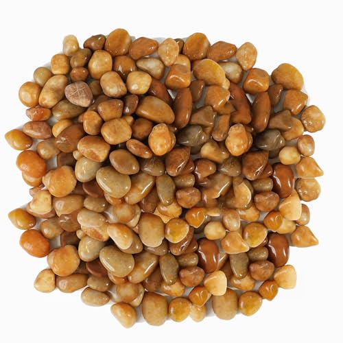 36 LBS River Rocks, StoneCreek, Decorative Garden Stones for Plant Landscaping, Polished Gravel Filler Pebbles for Home Decoration, Vases, Succulents, Flower Beds and Fish Tanks (Pale Yellow, Medium) - color: Pale Yellow, size: 36 LBS