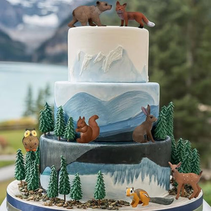 Gemini&Genius 16PCS Woodland Animal Baby Toys, Forest Animal Figure Set | Jungle Animals, Soild Plastic Educational Toys, Cake Toppers Cupcake Toppers and Gifts for Kids - color: A 16pcs Woodland Animals