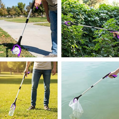 2Pcs 32" Foldable Grabber Reacher Tool for Seniors Purple - color: Purple