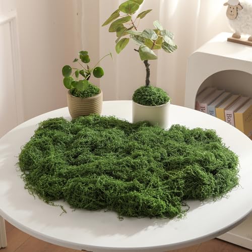 Dark Green Artificial Moss (3.52 oz / 100g), Fake Simulated Moss for DIY Micro Landscape, Potted Plants, Fairy Garden Decor, Indoor Table Centerpieces, Wedding Party Decoration, Model Making - color: Dark Green 3.52 Ounces