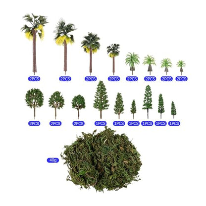 dophee 28Pcs Plastic Model Trees Artificial Scenery Trees (Palm Trees)