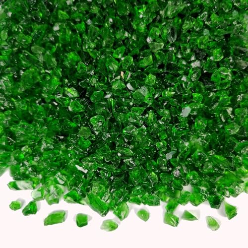 1.3 LB Crushed Glass Broken Piece Granules for Resin Art,Crafts,Dark Green | Vase Fillers Candle Holder Aquarium Fishbowl Decor, Succulent Terrarium Pebble Stones,Fire Pit Fireplace - color: Dark Green