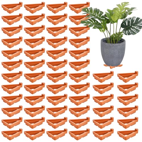 48Pcs Flower Plant Pot Feet, Triangle Plastic Pot Lifters Supports Small to Large Flower Planters, Invisible Flower Pot Risers, Potted Plant Stand Flower Pot Feet for Indoor and Outdoor Planter