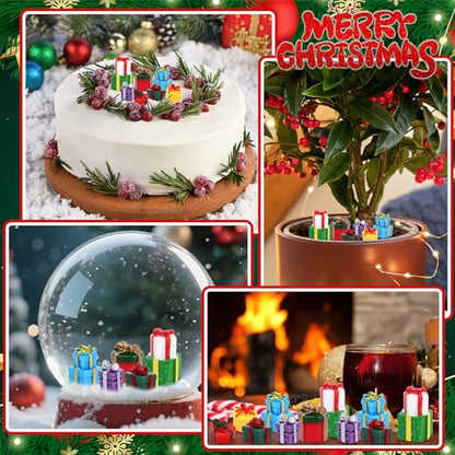 56Pcs Mini Resin Presents for Miniature Boxes Crafts | Dollhouse Christmas Decorations,Tiny Gift Box Figurines,56 Small Pieces - style: Present Style