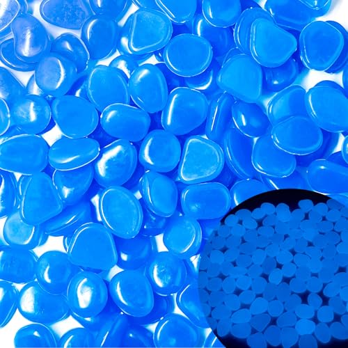 Glow in The Dark Fish Tank Rocks,Blue Glowing Rocks Stones Resin Glow in Dark Pebbles for Outdoor Garden, Fish Tank, Aquarium, Landscaping,Driveway Decoration,11 oz - color: 1-Blue, size: 11 OZ