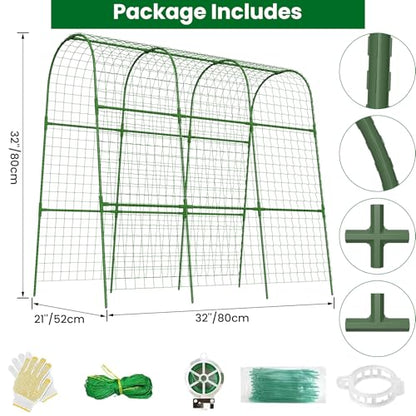 Cucumber Trellis for Raised Bed 48" L x 48" H U-Shape Garden Trellis for Climbing Plants Outdoor, Metal Arch Trellis for Vegetables, Plant Support for Tomato Pea Zucchini Grape Flowers - size: 120" Lx120" H