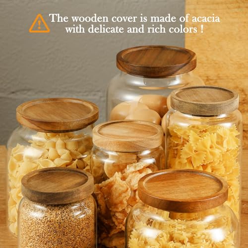Labina Glass Storage Container Airtight Food Jars Kitchen Canister with Wood Lids, 88 Oz Wide Mouth Pantry Organization Glass Jar for Flour, Sugar, Cookie, Spagetti, Nuts and Candy (2 Pack) - size: B6: 88 Oz 2 pcs