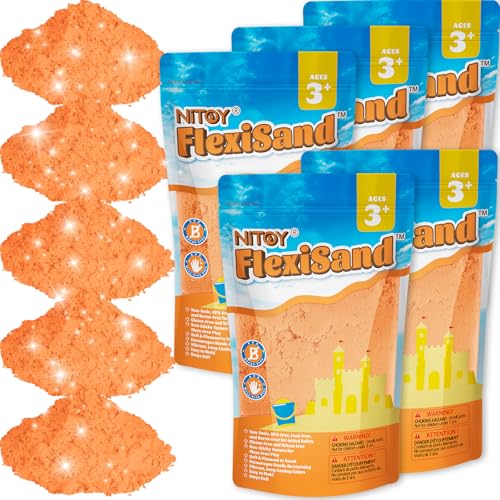 NiToy FlexiSand 11lbs Toy Sand Self-Sticking Non-Toxic Moldable, Orange | Eco-Friendly Individually Packed for Easy Storage Never Dries Out Perfect to Grip Squeeze Knead and Shape - color: Orange