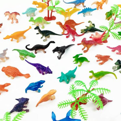YOOHUA 120PCS Mini Dinosaur Figures Set, Plastic Assorted Mini Dinosaur Figures, Little Dinosaur Figurine, Small Dino Toy 1.5 inch - 3 inch, Great for Dino Cake Topper, Easter Eggs Filler