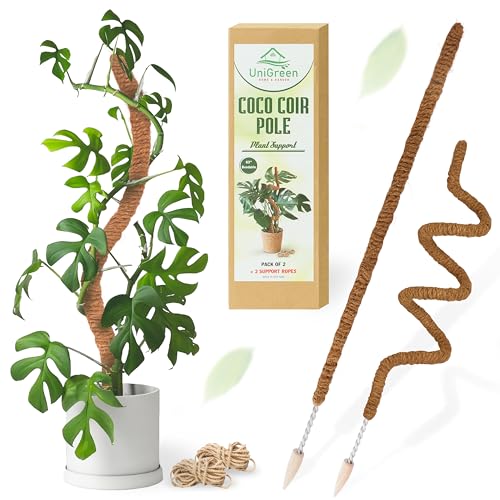 UNIGREEN 2Pack 47'' Premium Bendable Moss Pole - Monstera Plant Support - Plant Trellis Moss Pole for Plants - Moss Poles for Climbing Plants - Plant Sticks Support for Indoor/Outdoor Plants Potted - color: 2Pack 47'' (Bendable)