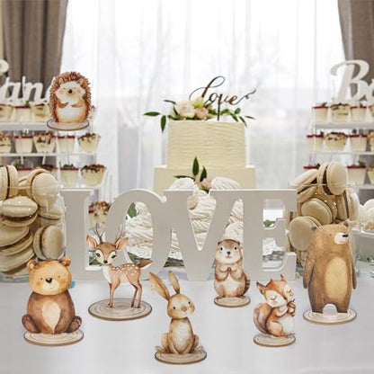 12 Pack Woodland Animals Baby Shower Decorations, Kid Forest Happy Birthday Decoration Centerpieces for Tables Woodland Nursery Animal Decor Home Office Farmhouse