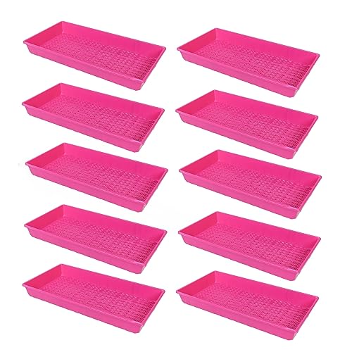 SUNPACK 10" x 20" Heavy Duty Mesh Plastic Seed Starting Tray, Magenta, 2.3" (Pack of 10) - Ensures Water Drainage and Aeration, Perfect for Greenhouses or Indoor Gardening - color: Magenta