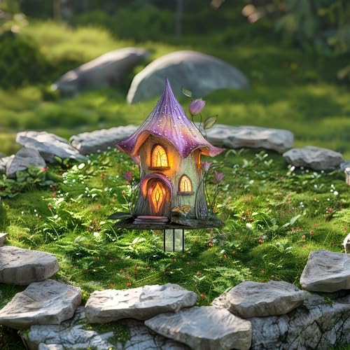 House Garden Stakes Decor Yard Acrylic - 2D Spring Garden Acrylic Sign Decoration, Yard Art, Gift for Nature Lovers, for Indoor & Outdoor Flower Pots, Yard, Mini Gardens & Lawn (5.9”x5.9”) Y35