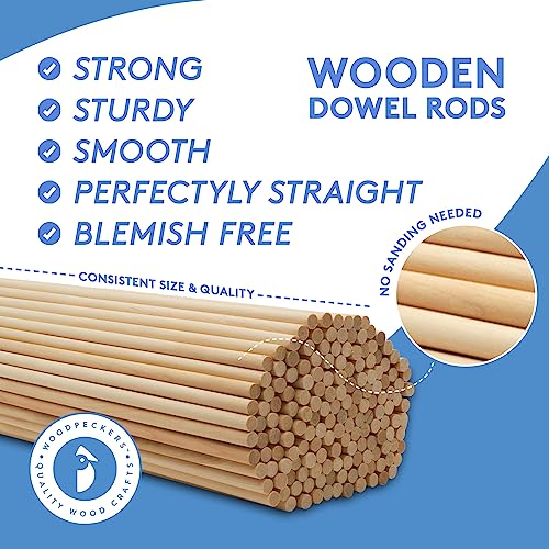 Woodpeckers Birch/Poplar Wood Dowels, 3/16 Inch x 18 Inch, Pack of 25, Unfinished Hardwood, Strong Wood Rods for Crafts & DIY Projects - color: Pack of 25, size: 3/16" x 18" Dowels