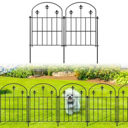 Decorative Garden Fence Border 10 Pack 22in(H) x 28ft(L), Black Rustproof Metal Garden Fencing Animal Barrier for Dogs - size: 26 Pack-28ft(L)